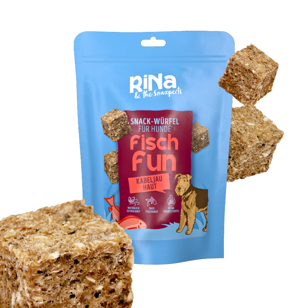 RiNa`s Kabeljauhaut-Würfel - Natürlicher Fischsnack für Hunde 140g