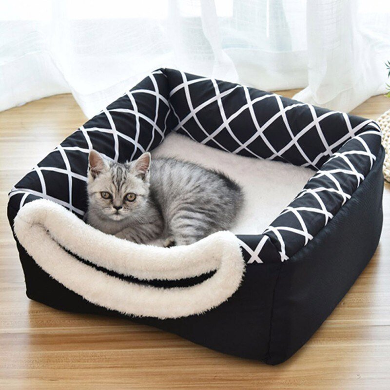 Detachable Soft Kennel Cat Bed Breathable Cat Pet Cave House Sleeping Bag Mat Pad Tent Pets Winter Warm Cozy Beds 11 Colors