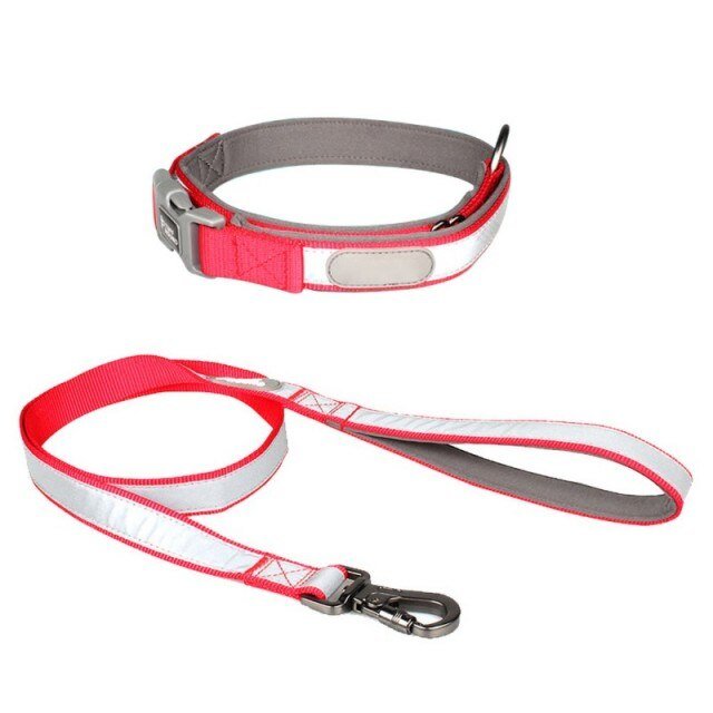 Dog Collars and leash Set Reflective Pet Dog Tag Collar Leash Lead For Small Medium Large Dogs Pitbull Bulldog Pugs